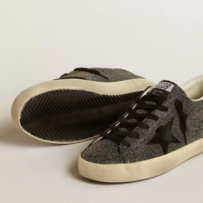 Golden Goose Super-Star In Black Swarovski Crystals With Black Suede Star Golden Goose Super-Star In Black Swarovski Crystals With Black Suede Star