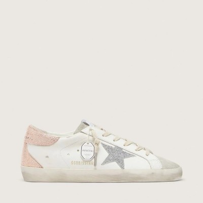 Golden Goose Super-Star In Leather With Swarovski Crystal Star And Heel Tab Golden Goose Super-Star In Leather With Swarovski Crystal Star And Heel Tab