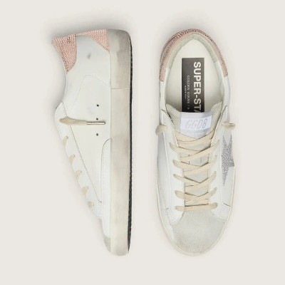 Golden Goose Super-Star In Leather With Swarovski Crystal Star And Heel Tab Golden Goose Super-Star In Leather With Swarovski Crystal Star And Heel Tab