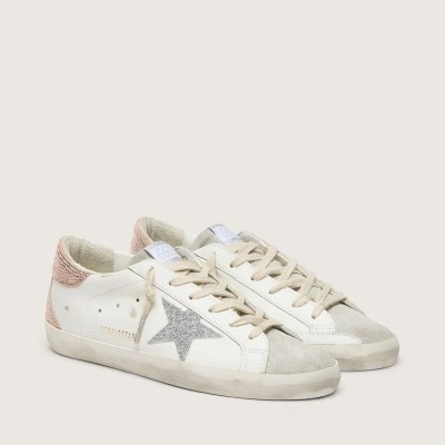 Golden Goose Super-Star In Leather With Swarovski Crystal Star And Heel Tab Golden Goose Super-Star In Leather With Swarovski Crystal Star And Heel Tab