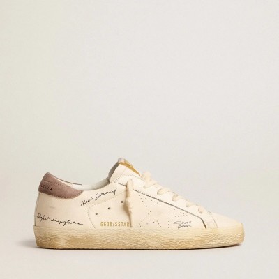 Golden Goose Super-Star In Nappa Leather With Perforated Star And Suede Heel Tab Golden Goose Super-Star In Nappa Leather With Perforated Star And Suede Heel Tab