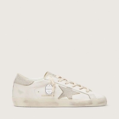Golden Goose Super-Star In Nappa Leather With Swarovski Crystal Star And Heel Tab Golden Goose Super-Star In Nappa Leather With Swarovski Crystal Star And Heel Tab