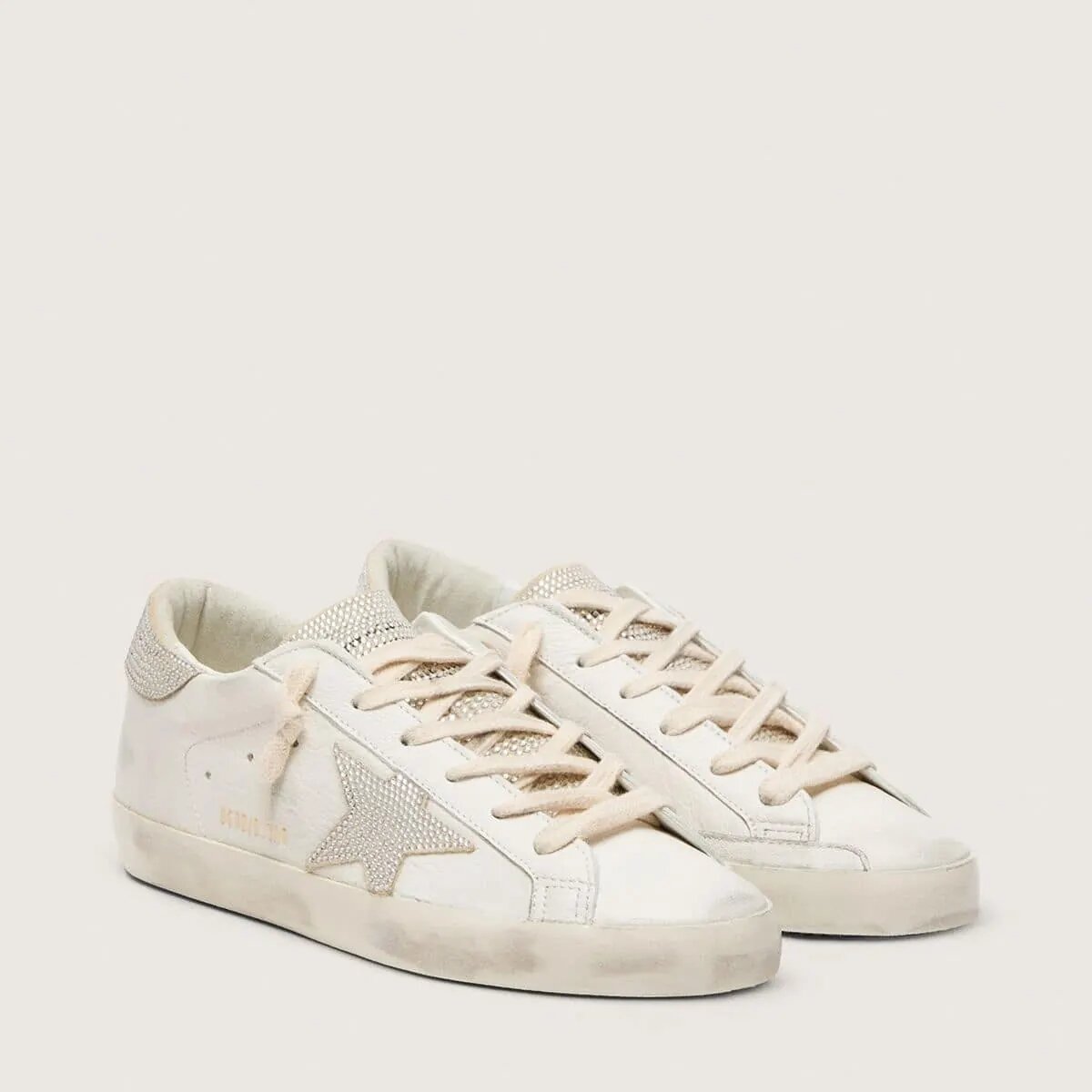 Golden Goose Super-Star In Nappa Leather With Swarovski Crystal Star And Heel Tab Golden Goose Super-Star In Nappa Leather With Swarovski Crystal Star And Heel Tab