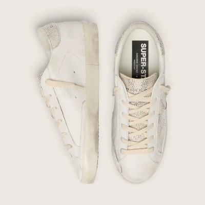 Golden Goose Super-Star In Nappa Leather With Swarovski Crystal Star And Heel Tab Golden Goose Super-Star In Nappa Leather With Swarovski Crystal Star And Heel Tab