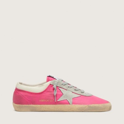 Golden Goose Super-Star In Neon Pink Nylon With Light Gray Suede Star Golden Goose Super-Star In Neon Pink Nylon With Light Gray Suede Star