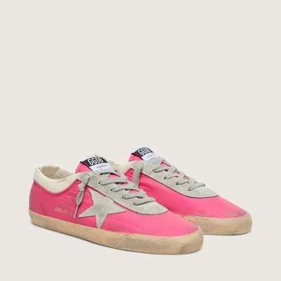 Golden Goose Super-Star In Neon Pink Nylon With Light Gray Suede Star Golden Goose Super-Star In Neon Pink Nylon With Light Gray Suede Star