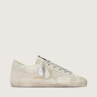 Golden Goose Super-Star In Nubuck With Swarovski Crystals And Ice-Gray Suede Star