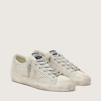 Golden Goose Super-Star In Nubuck With Swarovski Crystals And Ice-Gray Suede Star Golden Goose Super-Star In Nubuck With Swarovski Crystals And Ice-Gray Suede Star