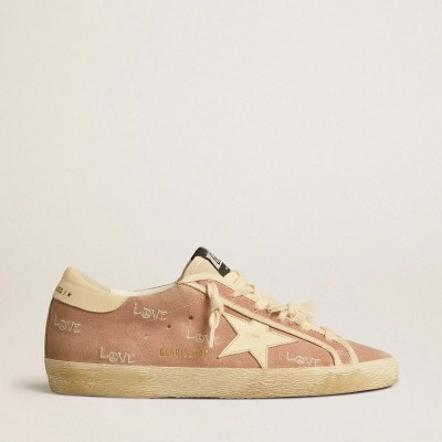Golden Goose Super-Star In Powder-Pink Suede With Cream Leather Star