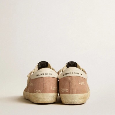 Golden Goose Super-Star In Powder-Pink Suede With Cream Leather Star