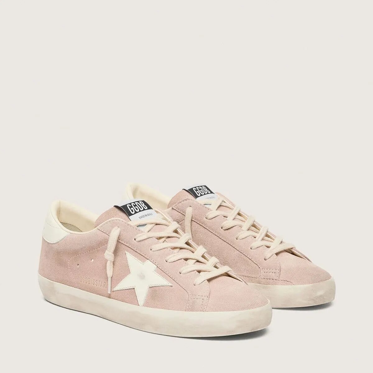 Golden Goose Super-Star In Powder-Pink Suede With White Star Golden Goose Super-Star In Powder-Pink Suede With White Star