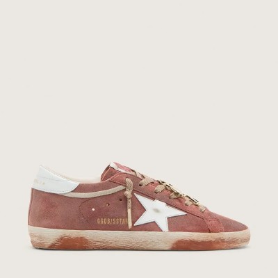 Golden Goose Super-Star In Rust Suede With Metallic Platinum Leather Star Golden Goose Super-Star In Rust Suede With Metallic Platinum Leather Star