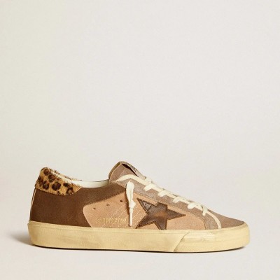 Golden Goose Super-Star In Suede With Leather Star And Pony Skin Heel Tab Golden Goose Super-Star In Suede With Leather Star And Pony Skin Heel Tab