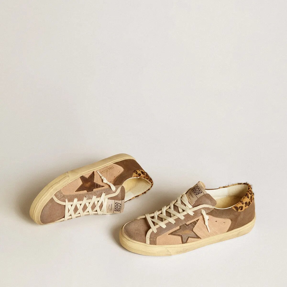 Golden Goose Super-Star In Suede With Leather Star And Pony Skin Heel Tab Golden Goose Super-Star In Suede With Leather Star And Pony Skin Heel Tab
