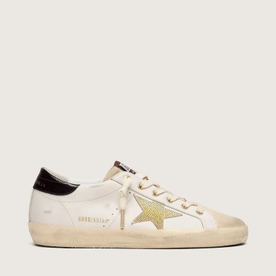 Golden Goose Super-Star In White Leather With Gold Swarovski Star Golden Goose Super-Star In White Leather With Gold Swarovski Star