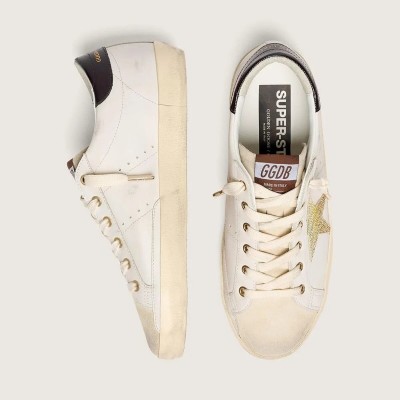 Golden Goose Super-Star In White Leather With Gold Swarovski Star Golden Goose Super-Star In White Leather With Gold Swarovski Star