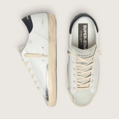 Golden Goose Super-Star In White Leather With Perforated Star Golden Goose Super-Star In White Leather With Perforated Star