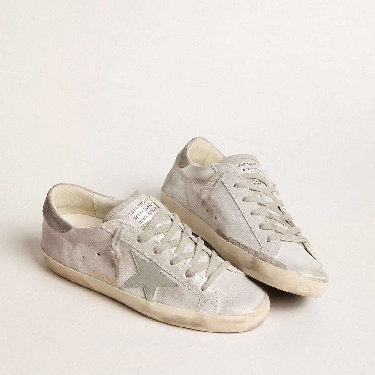Golden Goose Super-Star Sneakers In Gray-White Glitter-Effect Leather With Leather Star Golden Goose Super-Star Sneakers In Gray-White Glitter-Effect Leather With Leather Star