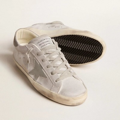 Golden Goose Super-Star Sneakers In Gray-White Glitter-Effect Leather With Leather Star Golden Goose Super-Star Sneakers In Gray-White Glitter-Effect Leather With Leather Star
