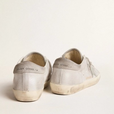 Golden Goose Super-Star Sneakers In Gray-White Glitter-Effect Leather With Leather Star Golden Goose Super-Star Sneakers In Gray-White Glitter-Effect Leather With Leather Star