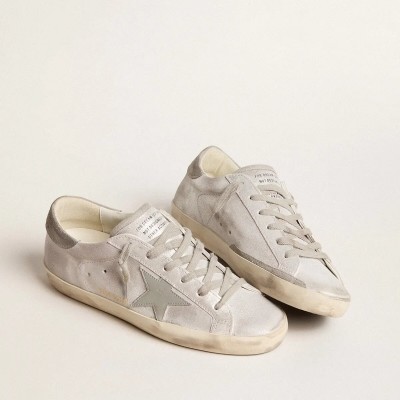 Golden Goose Super-Star Sneakers In Gray-White Glitter-Effect Leather With Leather Star Golden Goose Super-Star Sneakers In Gray-White Glitter-Effect Leather With Leather Star