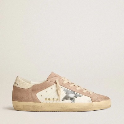 Golden Goose Super-Star Sneakers In Pink Suede With Silver Metallic Leather Star Golden Goose Super-Star Sneakers In Pink Suede With Silver Metallic Leather Star