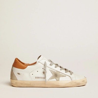 Golden Goose Super-Star Sneakers With Suede Star And Brown Heel Tab Golden Goose Super-Star Sneakers With Suede Star And Brown Heel Tab