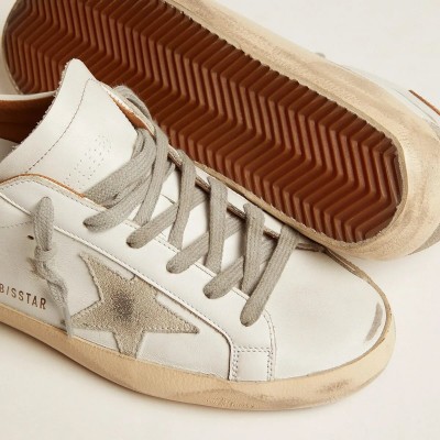 Golden Goose Super-Star Sneakers With Suede Star And Brown Heel Tab Golden Goose Super-Star Sneakers With Suede Star And Brown Heel Tab