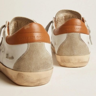 Golden Goose Super-Star Sneakers With Suede Star And Brown Heel Tab Golden Goose Super-Star Sneakers With Suede Star And Brown Heel Tab