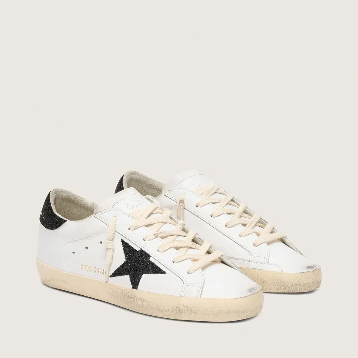 Golden Goose Super-Star With A Black Swarovski Crystal Star And Heel Tab Golden Goose Super-Star With A Black Swarovski Crystal Star And Heel Tab