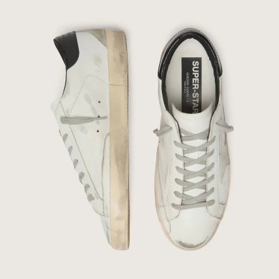 Golden Goose Super-Star With Black Heel Tab And Metal Stud Lettering Golden Goose Super-Star With Black Heel Tab And Metal Stud Lettering
