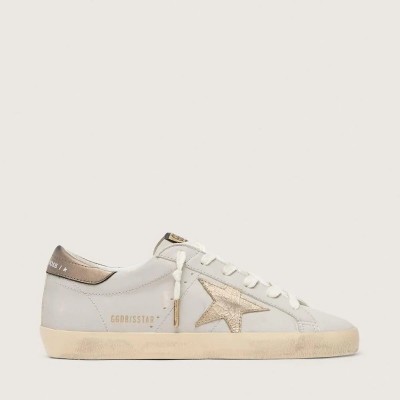 Golden Goose Super-Star With Crackle Leather Star And Metallic Foiled Leather Heel Tab Golden Goose Super-Star With Crackle Leather Star And Metallic Foiled Leather Heel Tab