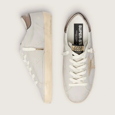 Golden Goose Super-Star With Crackle Leather Star And Metallic Foiled Leather Heel Tab Golden Goose Super-Star With Crackle Leather Star And Metallic Foiled Leather Heel Tab