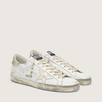 Golden Goose Super-Star With Gold Sparkle Foxing And Metal Stud Lettering Golden Goose Super-Star With Gold Sparkle Foxing And Metal Stud Lettering