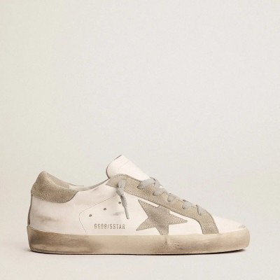 Golden Goose Super-Star With Gray Suede Star And Heel Tab Golden Goose Super-Star With Gray Suede Star And Heel Tab