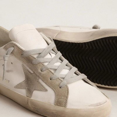 Golden Goose Super-Star With Gray Suede Star And Heel Tab Golden Goose Super-Star With Gray Suede Star And Heel Tab