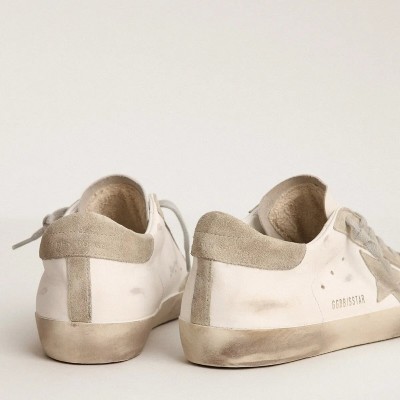 Golden Goose Super-Star With Gray Suede Star And Heel Tab Golden Goose Super-Star With Gray Suede Star And Heel Tab