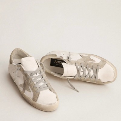 Golden Goose Super-Star With Gray Suede Star And Heel Tab Golden Goose Super-Star With Gray Suede Star And Heel Tab