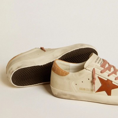 Golden Goose Super-Star With Leather Star And Crocodile-Print Leather Heel Tab Golden Goose Super-Star With Leather Star And Crocodile-Print Leather Heel Tab