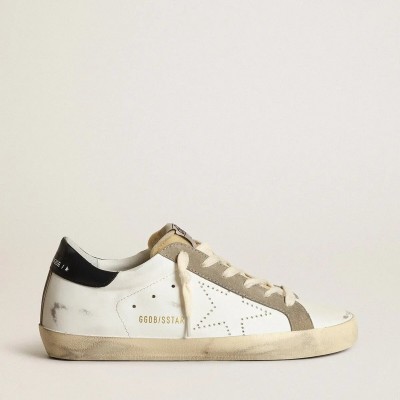 Golden Goose Super-Star With Perforated Star And Midnight Blue Heel Tab Golden Goose Super-Star With Perforated Star And Midnight Blue Heel Tab