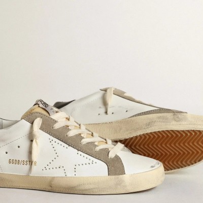 Golden Goose Super-Star With Perforated Star And Midnight Blue Heel Tab Golden Goose Super-Star With Perforated Star And Midnight Blue Heel Tab