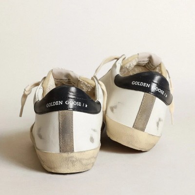 Golden Goose Super-Star With Perforated Star And Midnight Blue Heel Tab Golden Goose Super-Star With Perforated Star And Midnight Blue Heel Tab