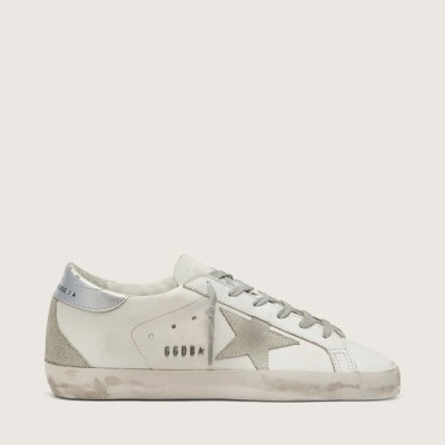 Golden Goose Super-Star With Silver Heel Tab And Metal Stud Lettering Golden Goose Super-Star With Silver Heel Tab And Metal Stud Lettering