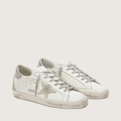 Golden Goose Super-Star With Silver Heel Tab And Metal Stud Lettering Golden Goose Super-Star With Silver Heel Tab And Metal Stud Lettering