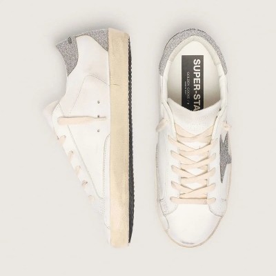 Golden Goose Super-Star With Silver Swarovski Crystal Star And Heel Tab Golden Goose Super-Star With Silver Swarovski Crystal Star And Heel Tab