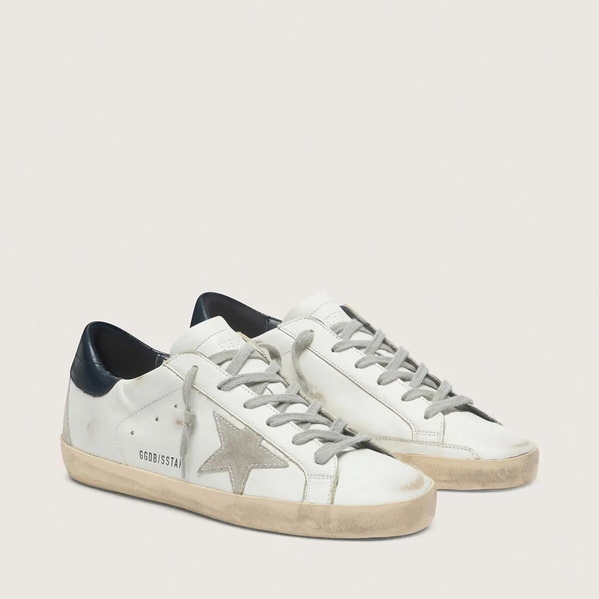 Golden Goose Super-Star With Suede Star And Blue Heel Tab Golden Goose Super-Star With Suede Star And Blue Heel Tab