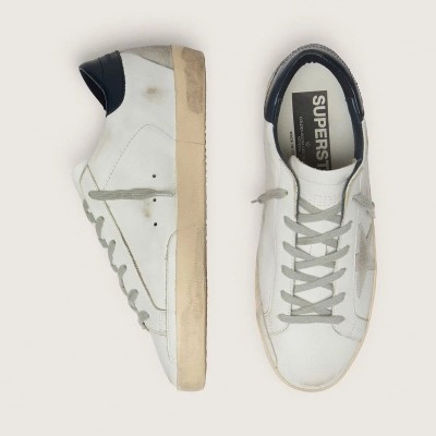 Golden Goose Super-Star With Suede Star And Blue Heel Tab Golden Goose Super-Star With Suede Star And Blue Heel Tab