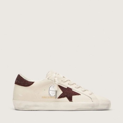 Golden Goose Super-Star With Suede Star And Heel Tab With Swarovski Crystals Golden Goose Super-Star With Suede Star And Heel Tab With Swarovski Crystals