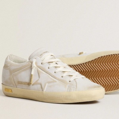 Golden Goose Super-Star With White Leather Star And Heel Tab With Lived-In Effect Golden Goose Super-Star With White Leather Star And Heel Tab With Lived-In Effect