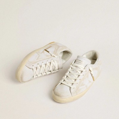 Golden Goose Super-Star With White Leather Star And Heel Tab With Lived-In Effect Golden Goose Super-Star With White Leather Star And Heel Tab With Lived-In Effect